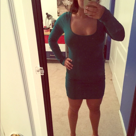 Long sleeve turquoise dress