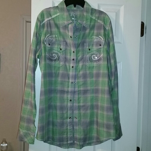 NWOT green and silver western shirt