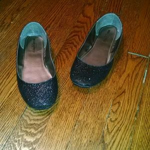 Black glitter ballet flats