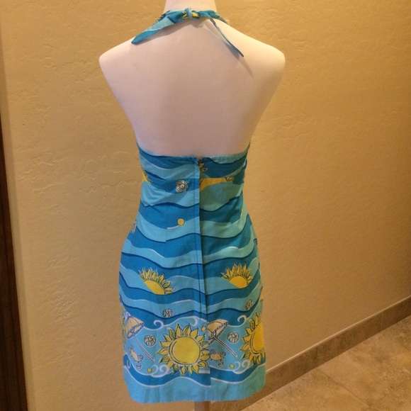 Lilly Pulitzer Turquoise Tasty Waves Halter Dress - Picture 3 of 4