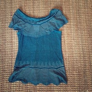Teal off the shoulder summer knit top Arden B.