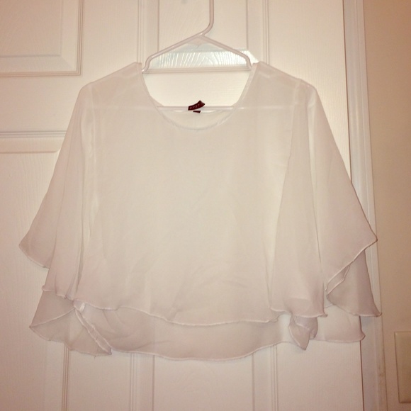 White flowy crop top