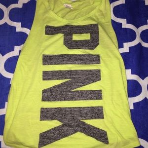 PINK Victoria Secret Neon Yellow Muscle Tee