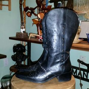 Black Studded Boots Sz 7 1/2