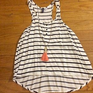 Black & white Striped high low tank -H&M