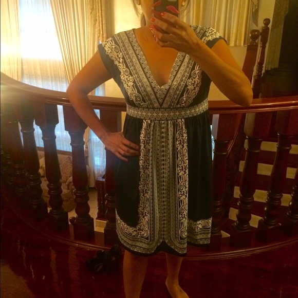 Blue and white dress