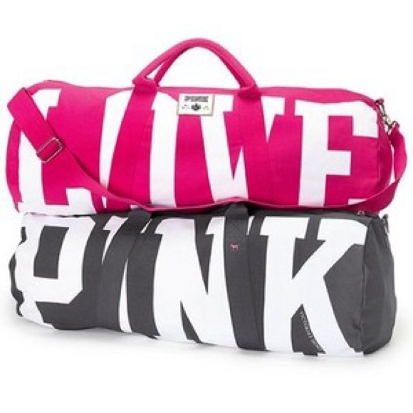 VS Pink, WHITE AND GREY duffle bag.