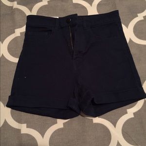 High waisted denim shorts.