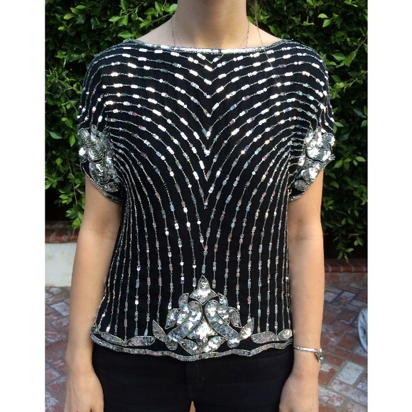Vintage Silver Sequined Top - Picture 1 of 3