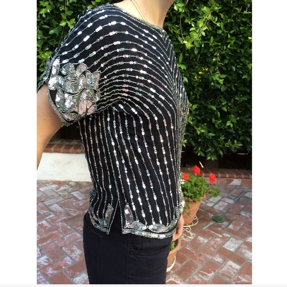 Vintage Silver Sequined Top - Picture 2 of 3