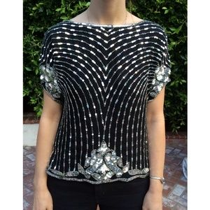 Vintage Silver Sequined Top