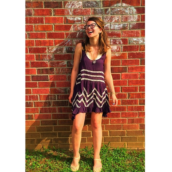 FP Voile and Lace Trapeze Slip in Eggplant