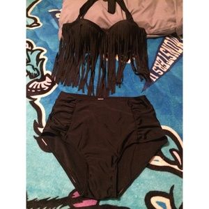High waisted fringe bikini