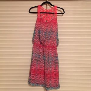 Express VEUC summer dress blue/coral Size XS