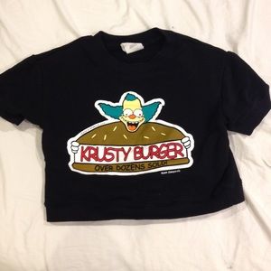 The Simpsons "Krusty Burger" sign black crop top