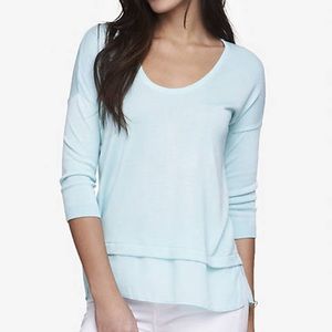 Crepe Hem Sweater -Cayman Blue