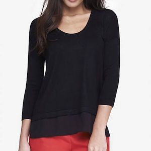 Crepe Hem Sweater -Black