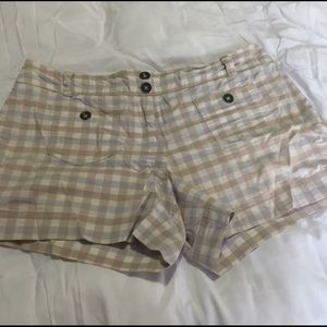 Tan Gigham Print Shorts