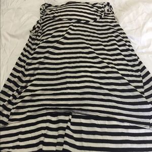 High Low Black and White Striped Racerback Tanktop