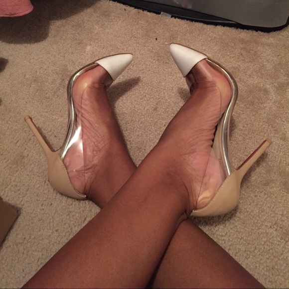 white clear pumps