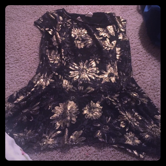 Blouse . Navy blue and gold