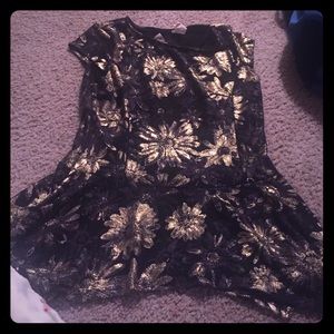 Blouse . Navy blue and gold