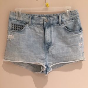 High waisted jean shorts with studs