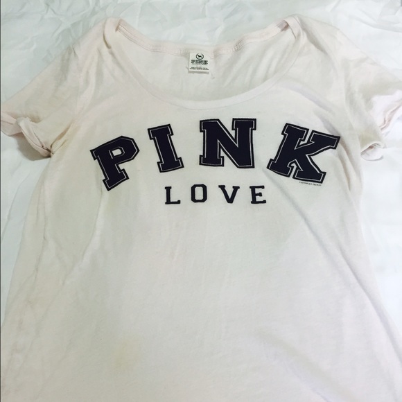PINK Light Pink with Velvet Letters Scoop T shirt