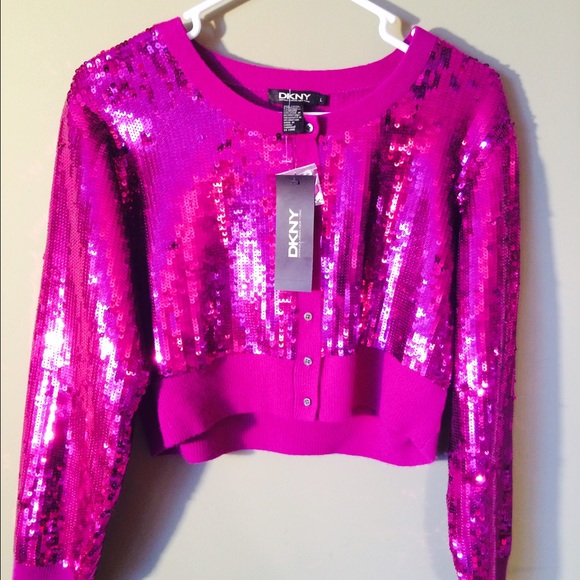DKNY Cropped Sequin Sweater Size L
