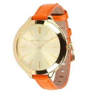 Michael Kors Ladies Slim Orange Strap Watch