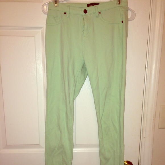 Mint green skinny pants