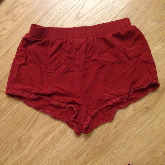 Red lace trim shorts