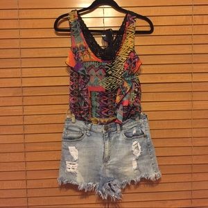 High Waisted Light Wash Denim Shorts