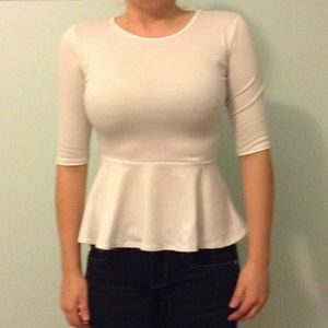 White peplum top