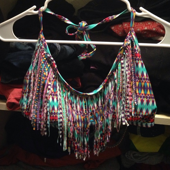 fringe printed bikini top!