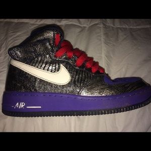 Purple and Silver Nike Air Force 1 Snake