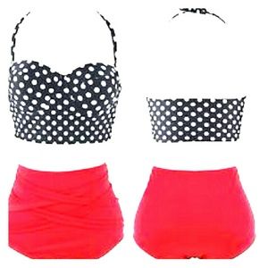 2pc retro bathing suit with high waist Bottom