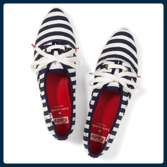 Kate Spade Navy and White Striped Keds