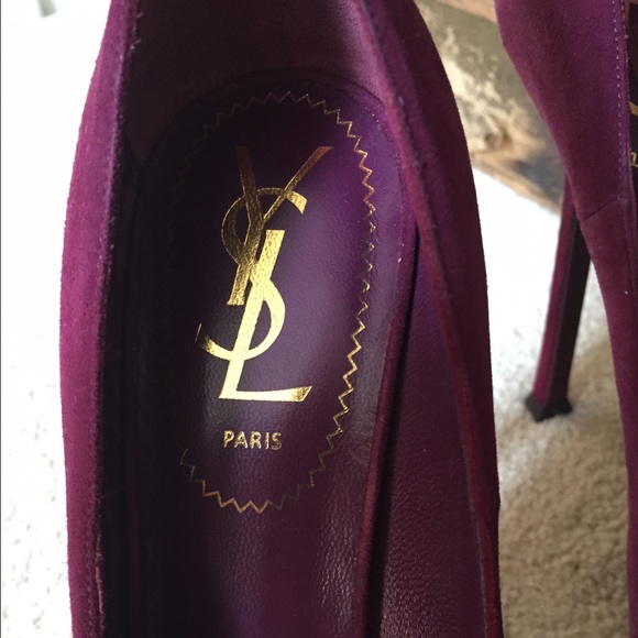 Yves Saint Laurent YSL Purple Suede Tribtoo Pumps - Picture 2 of 3