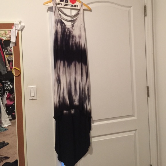 High low black and white dress