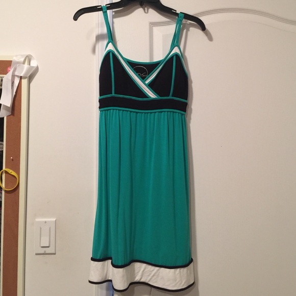 Teal/black/white dress