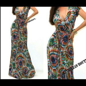 BOHEMIAN WRAP MAXI DRESS - NWOT
