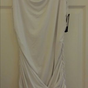 White knit t-shirt ruched mini dress