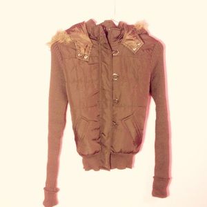 brown long sleeve vest