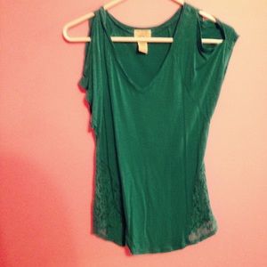 BLUE short sleeve shirt with open shoulders