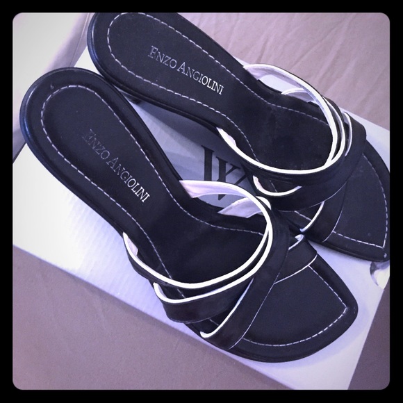 Black and white sandals