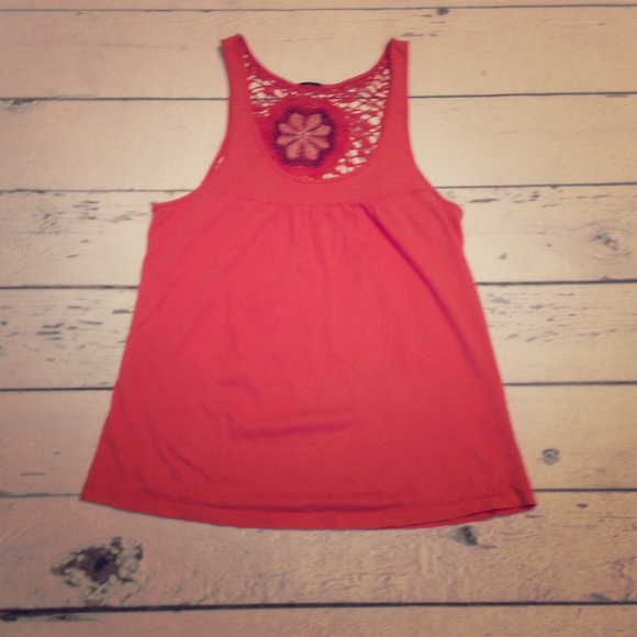 Coral, crochet back tank top