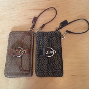Lot of 2 - Black and Brown Coach wristlets