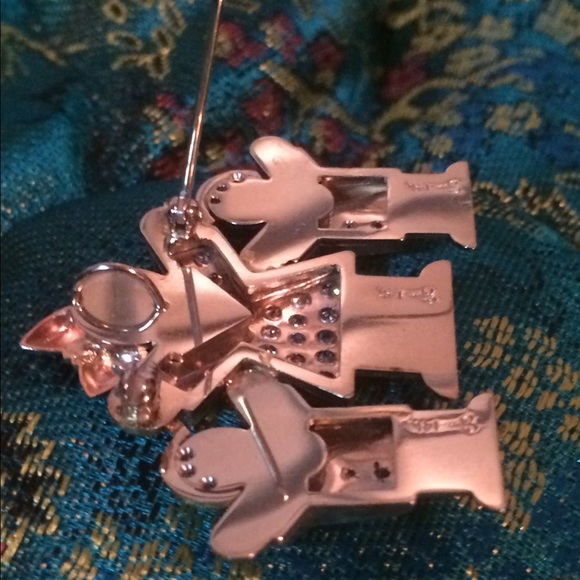 14 Karat Brooch with Diamonds- three children - Picture 4 of 6