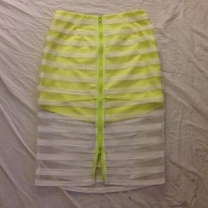 Green and white zip up skirt
